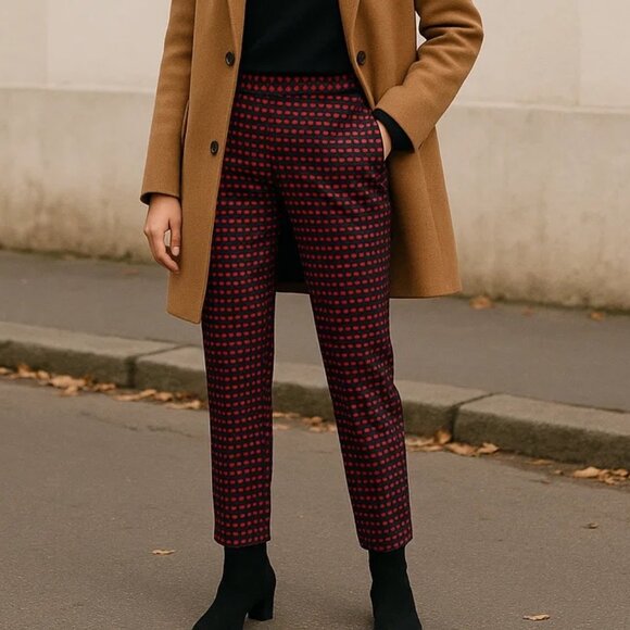 Kate Spade Avery Jacquard Pleated Cropped Trousers Harlequin Diamond Print Pants - Picture 1 of 10